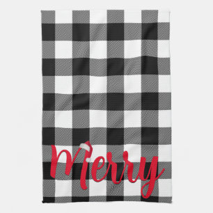 Linge De Cuisine Noël plaid de buffle noir et blanc
