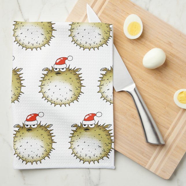 Linge De Cuisine Noël Poisson Gonflable Drôle (Quart Plié)