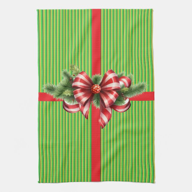 Linge De Cuisine Noël présent (Vertical)