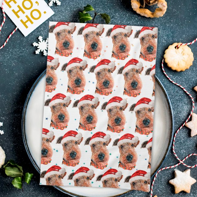 Linge De Cuisine Noël Race de Chien Airedale Terrier (Créateur téléchargé)