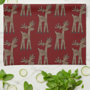 Linge De Cuisine Noël Red Reindeer