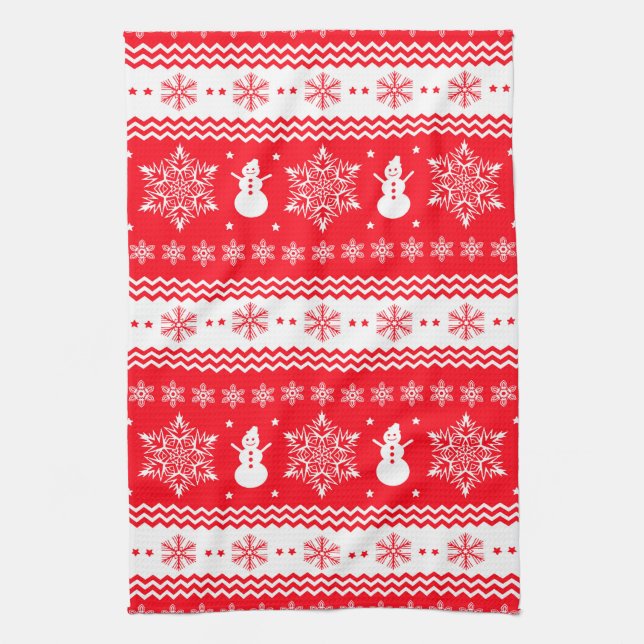 Linge De Cuisine Noël rouge et blanc (Vertical)
