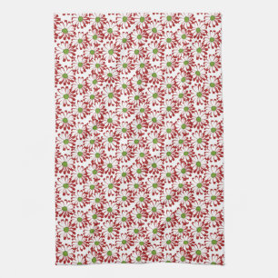 Linge De Cuisine Noël Rouge et vert marguerite motif floral