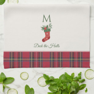 Linge De Cuisine Noël Rouge Stocker Personnalisé Monogramme Xmas