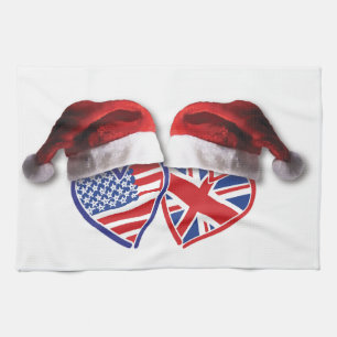 Linge De Cuisine Noël Royaume-Uni USA Chauffages patriotiques
