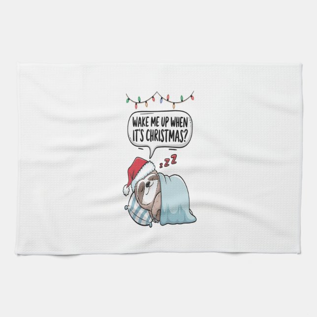 Linge De Cuisine Noël Sloth Sleeping Holiday (Horizontal)