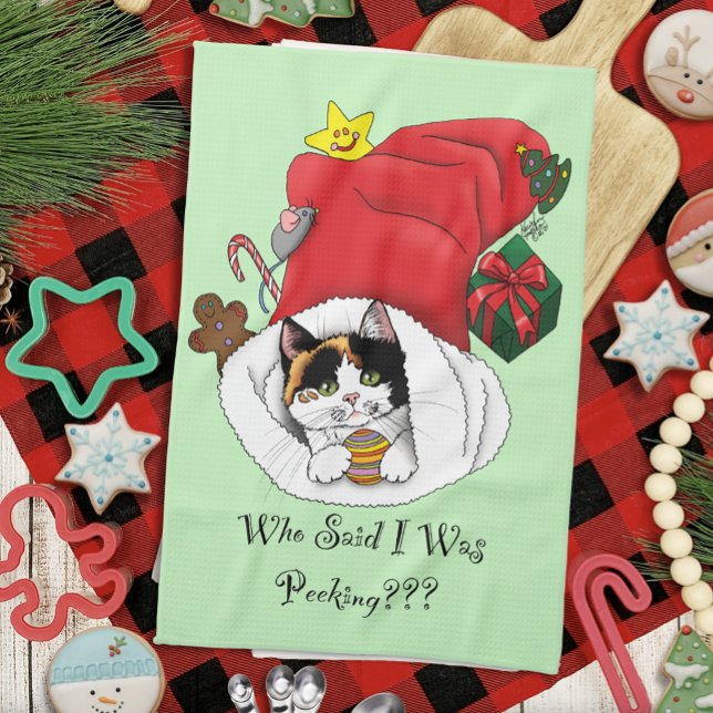 Linge De Cuisine Noël Stocker mignonne Calico Kitten (Créateur téléchargé)