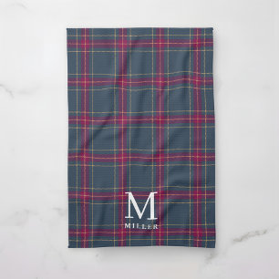 Linge De Cuisine Noël Tartan Plaid Rouge et Navy Classique