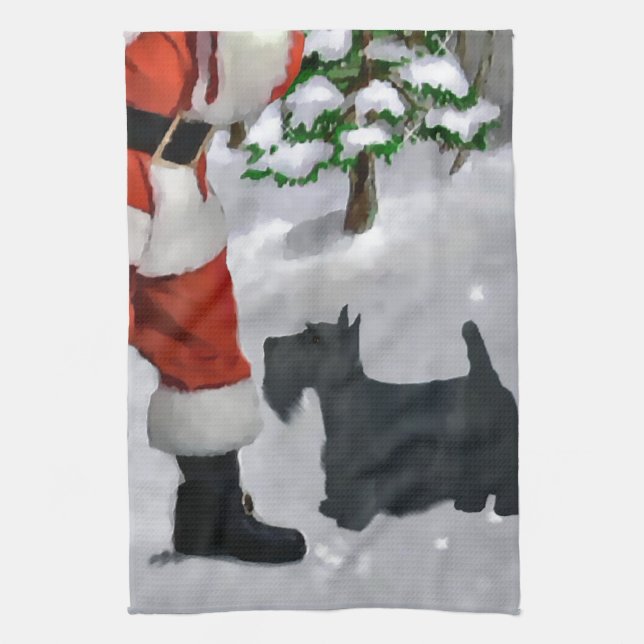 Linge De Cuisine Noël Terrier Écossais (Vertical)