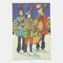 Noël vintage, musiciens chantant des chants avec d
