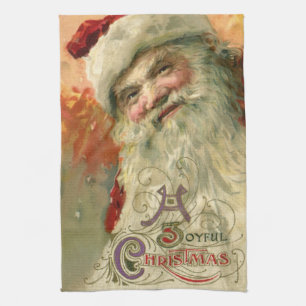 Linge De Cuisine Noël Vintage, Portrait victorien du Père Noël