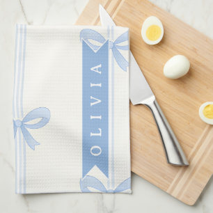 Linge De Cuisine Nœud Bleu Personnalisé Coquette Nom Esthétique