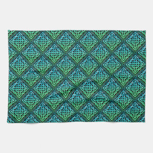 Linge De Cuisine Noeud celtique - Bleu diamant Vert