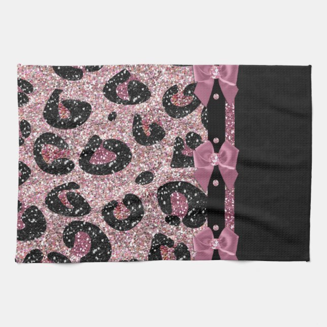 Linge De Cuisine Nœuds en ruban imprimé léopard rose rockabilly RAB (Horizontal)
