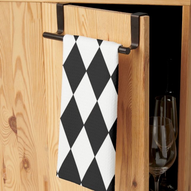 Linge De Cuisine Noir blanc Arlequin Diamonds Motif Design (Créateur téléchargé)