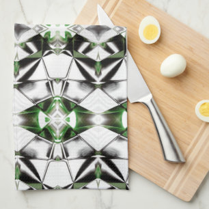 Linge De Cuisine Noir & Blanc avec vert, rapport lignes virtuelles