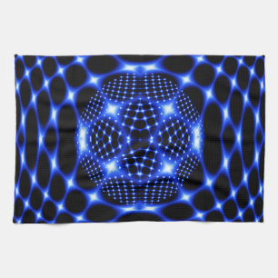 Linge De Cuisine Noir bleu néon fractal