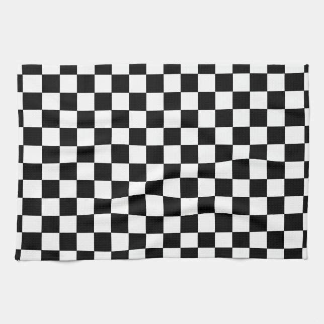 Linge De Cuisine Noir et blanc Checkered (Horizontal)