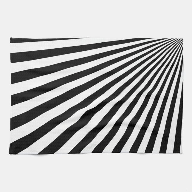 Linge De Cuisine Noir et blanc Funky rayé Art Abstrait rayé (Horizontal)