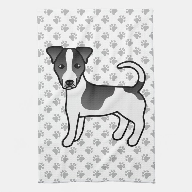 Linge De Cuisine Noir et blanc Manteau lisse Jack Russell Terrier C (Vertical)