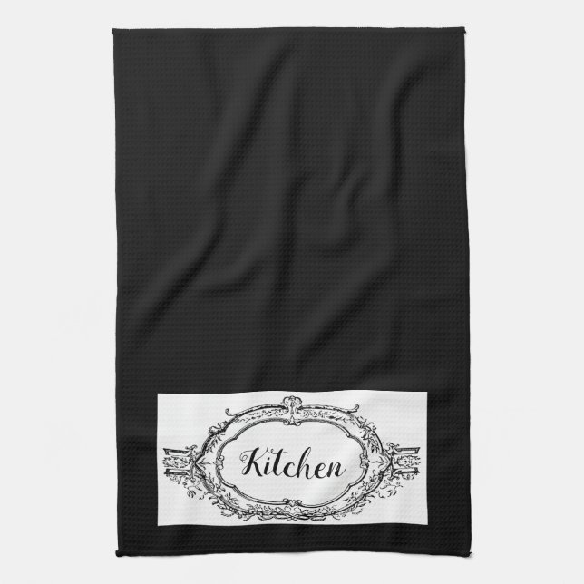 Linge De Cuisine Noir et blanc Vintage classique (Vertical)