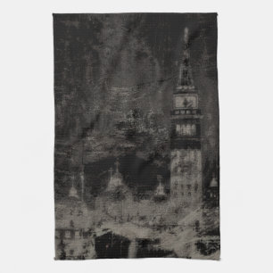 Linge De Cuisine Noir et Taupe en survol Skyline Venise Italie