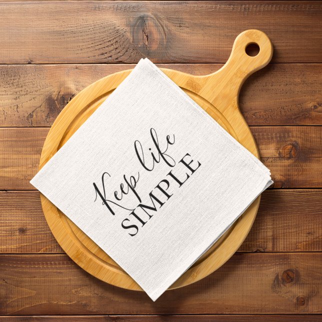 Linge De Cuisine Noir moderne Conserver la vie Simple Citation (Créateur téléchargé)