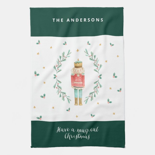 Linge De Cuisine noisette aquarelle jolie famille noël (Vertical)