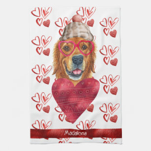 Linge De Cuisine Nom Amoureux des chiens Valentine Cadeau Golden Re