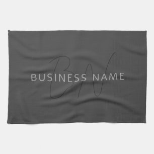 Linge De Cuisine Nom au look cool & monogramme Gris foncé