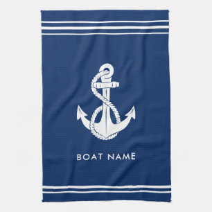 Linge De Cuisine Nom de bateau minimaliste personnalisé d'ancre nau