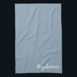 Linge De Cuisine Nom de calligraphie minimaliste personnalisée en b<br><div class="desc">Nom de calligraphie minimaliste personnalisée dans la serviette de cuisine bleue</div>