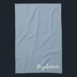 Linge De Cuisine Nom de calligraphie minimaliste personnalisée en b<br><div class="desc">Nom de calligraphie minimaliste personnalisée dans la serviette de cuisine bleue</div>
