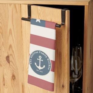 Linge De Cuisine Nom de famille personnalisé Drapeau Américain Mode