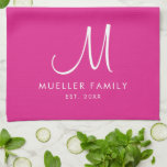 Linge De Cuisine Nom de famille personnalisé Monogramme Modèle Rose<br><div class="desc">Télécharger sur mesure Ajouter votre design photo ou logo Texte Élégant Moderne Cute Monogramme Nom initial / Nom de famille Modèle Tendance Serviette de cuisine rose.</div>