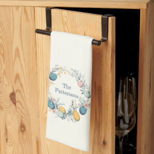 Linge De Cuisine Nom de famille personnalisé Serre d'oeuf floral de