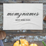Linge De Cuisine Nom de la calligraphie personnalisée de la meilleu<br><div class="desc">Célébrez les mamans spéciales de votre vie avec notre design personnalisé Best Mom Ever Calligraphy Name, parfait pour la fête des mères, les anniversaires, ou toute occasion de montrer votre amour. Ce cadeau élégant et personnalisable est idéal pour toutes les mamans, qu’elles soient la meilleure maman au monde, maman-chien, maman-chat...</div>