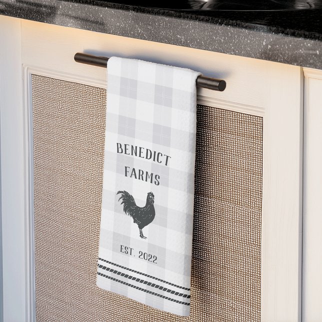 Linge De Cuisine Nom de la ferme personnalisée Rustic Plaid (Créateur téléchargé)
