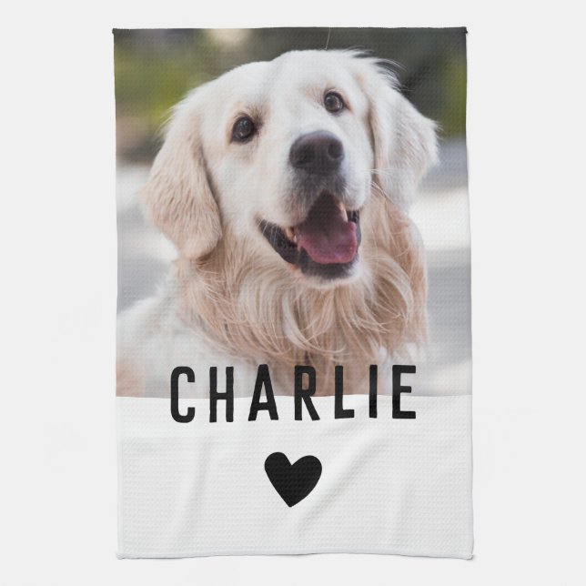 Linge De Cuisine Nom de la photo Modern Heart Dog (Vertical)
