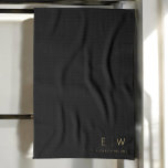 Linge De Cuisine Nom de monogramme minimaliste en or noir classique<br><div class="desc">Améliorez le style et la fonctionnalité de votre cuisine grâce à nos serviettes de cuisine Monogram minimaliste classique élégant et moderne. Conçues avec soin, ces serviettes allient harmonieusement sophistication intemporelle et minimalisme contemporain, ce qui en fait un complément indispensable à votre espace culinaire. Réalisées avec précision et attention au détail,...</div>