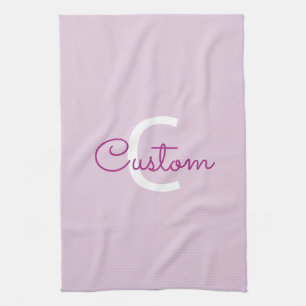 Linge De Cuisine Nom de script & monogramme Magenta & Violet clai
