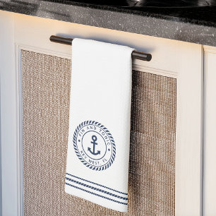 Linge De Cuisine Nom du bateau Ancre bleu marine