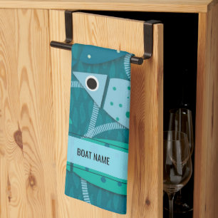 Linge De Cuisine Nom du bateau du Motif de poisson nautique