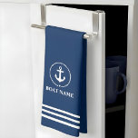 Linge De Cuisine Nom du bateau nautique Ancre corde Bleu rayé<br><div class="desc">Nom du bateau nautique Ancre corde Serviette de cuisine - Marine Bleu et Blancs</div>