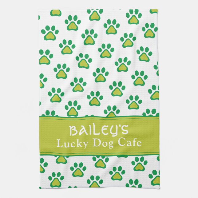 Linge De Cuisine Nom du chien Lucky Dog Cafe Custom St. Patricks Da (Vertical)