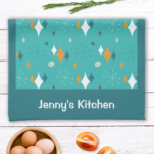 Linge De Cuisine Nom du Motif de démarrage Turquoise atomique rétro (Créateur téléchargé)
