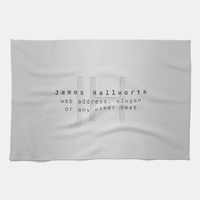 Linge De Cuisine Nom et slogan éditable moderne | Dégradé gris  (Horizontal)