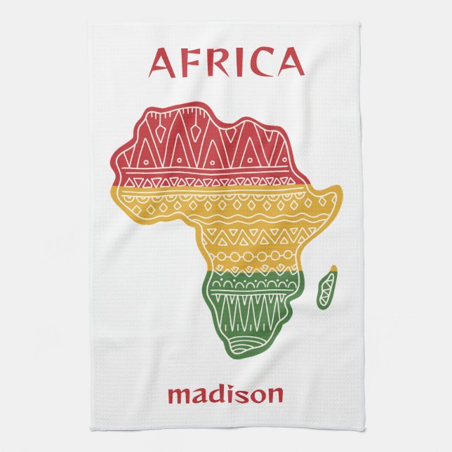 Linge De Cuisine Nom et texte personnalisés Afrique (Vertical)