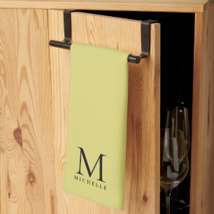 Linge De Cuisine Nom initial Modèle Elegant Black Gold Monogramme
