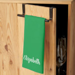 Linge De Cuisine Nom manuscrit Elegant Kelly Green Solid Color<br><div class="desc">Téléchargez sur mesure Ajouter votre monogramme Photo initiale ou logo Texte Élégant Cuisine et repas modernes / Table et linge de cuisine/ Modèle personnalisé Nom manuscrit Kelly Vert Solid Couleur serviette de cuisine.</div>